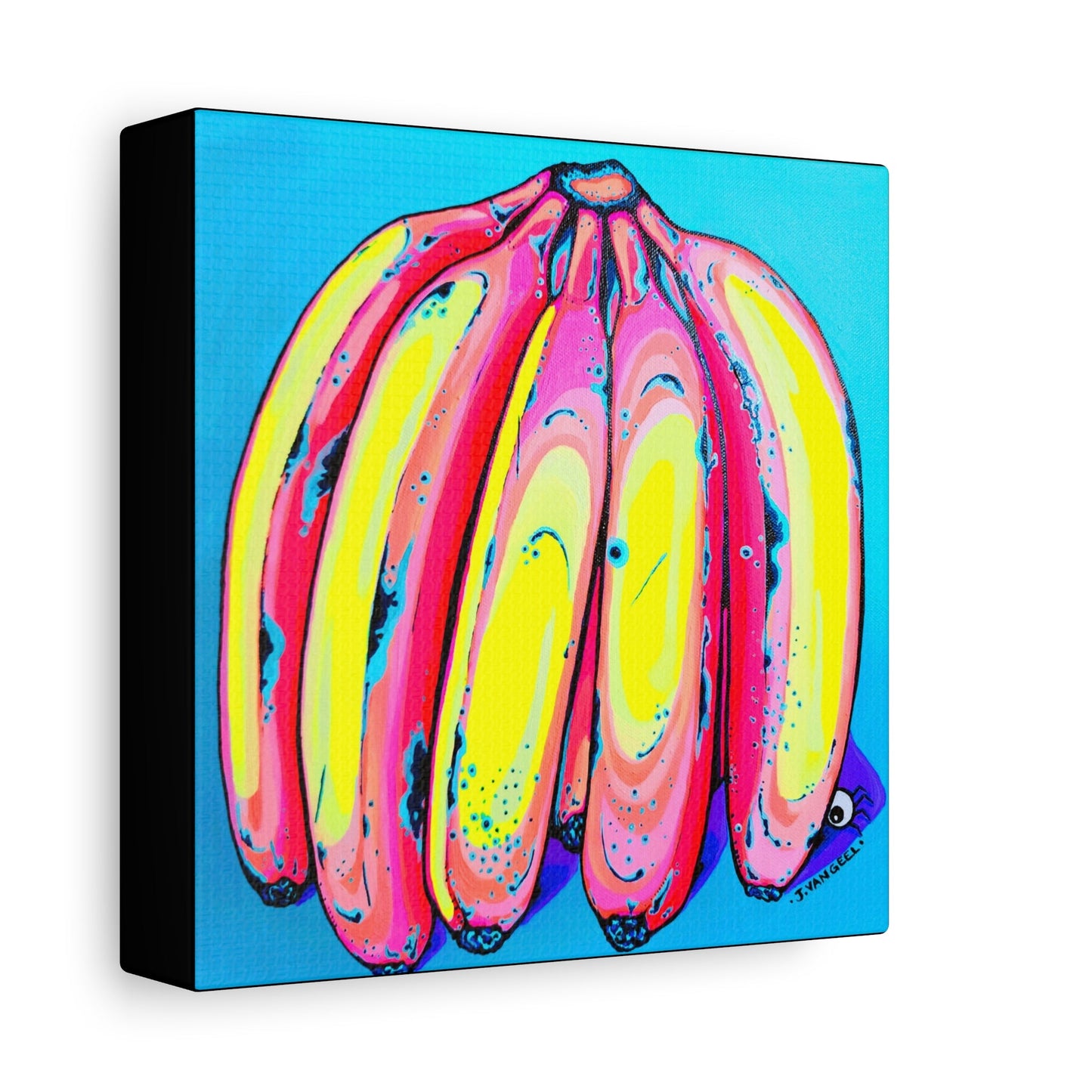 Neon Fat Bananas Canvas Art Print, Home Decor, Original Artist Design