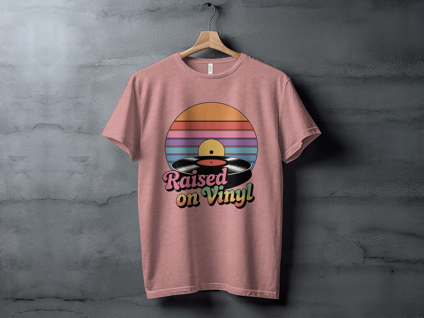Raised On Vinyl Vintage Retro Style Design Graphic T-Shirt