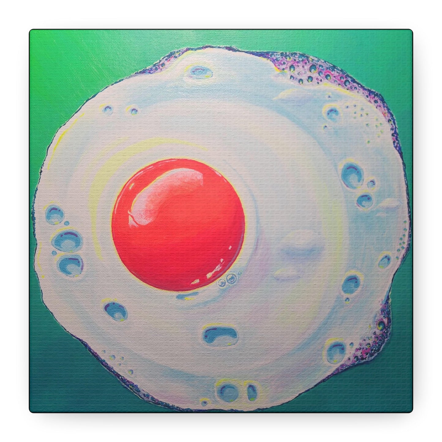 Neon Fried Egg Original Canvas Art Print, Wall Art Decor