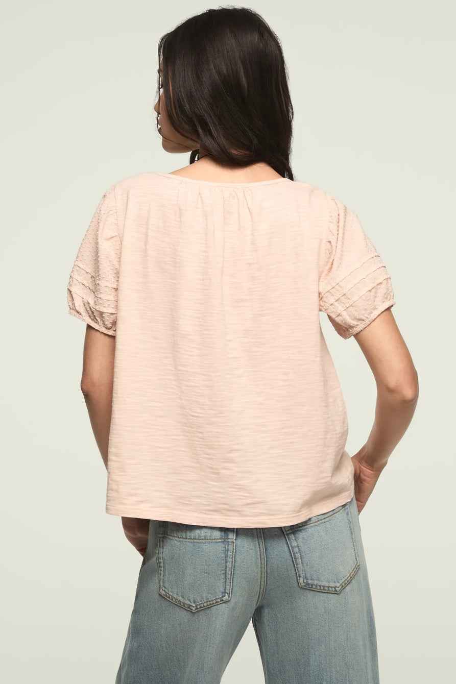 [147172-680] WOMENS LUCKY BRAND SHORT SLEEVE SQUARE NECK TOP - SEPIA ROSE
