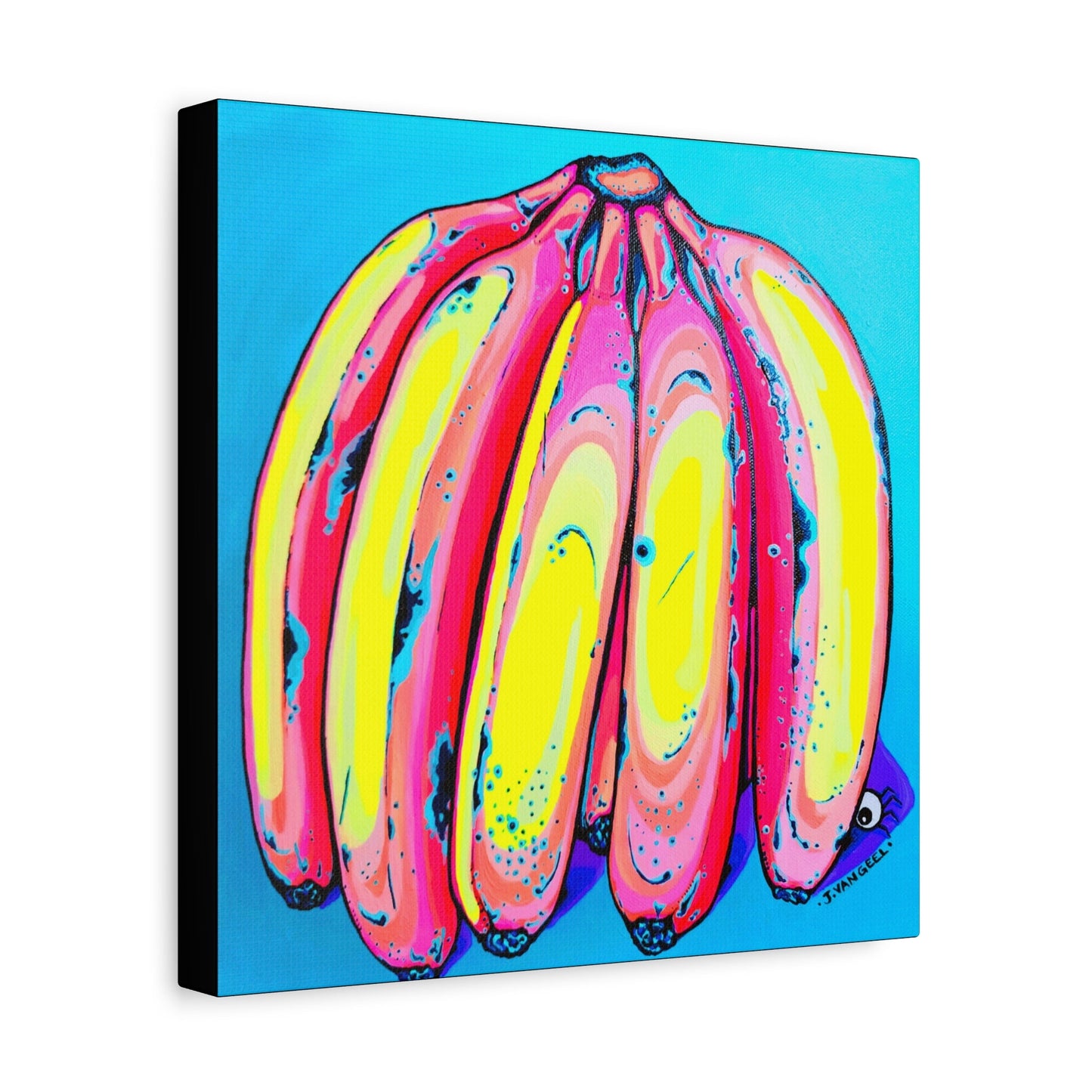 Neon Fat Bananas Canvas Art Print, Home Decor, Original Artist Design