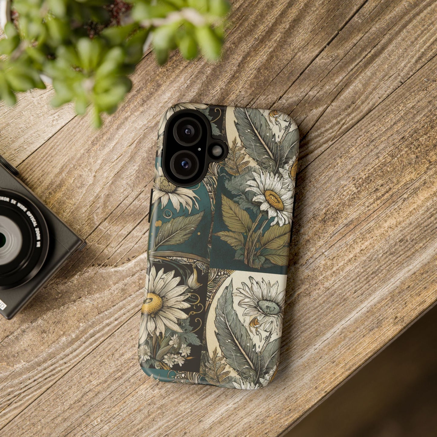 Abstract Teal Daisy Tough Phone Case