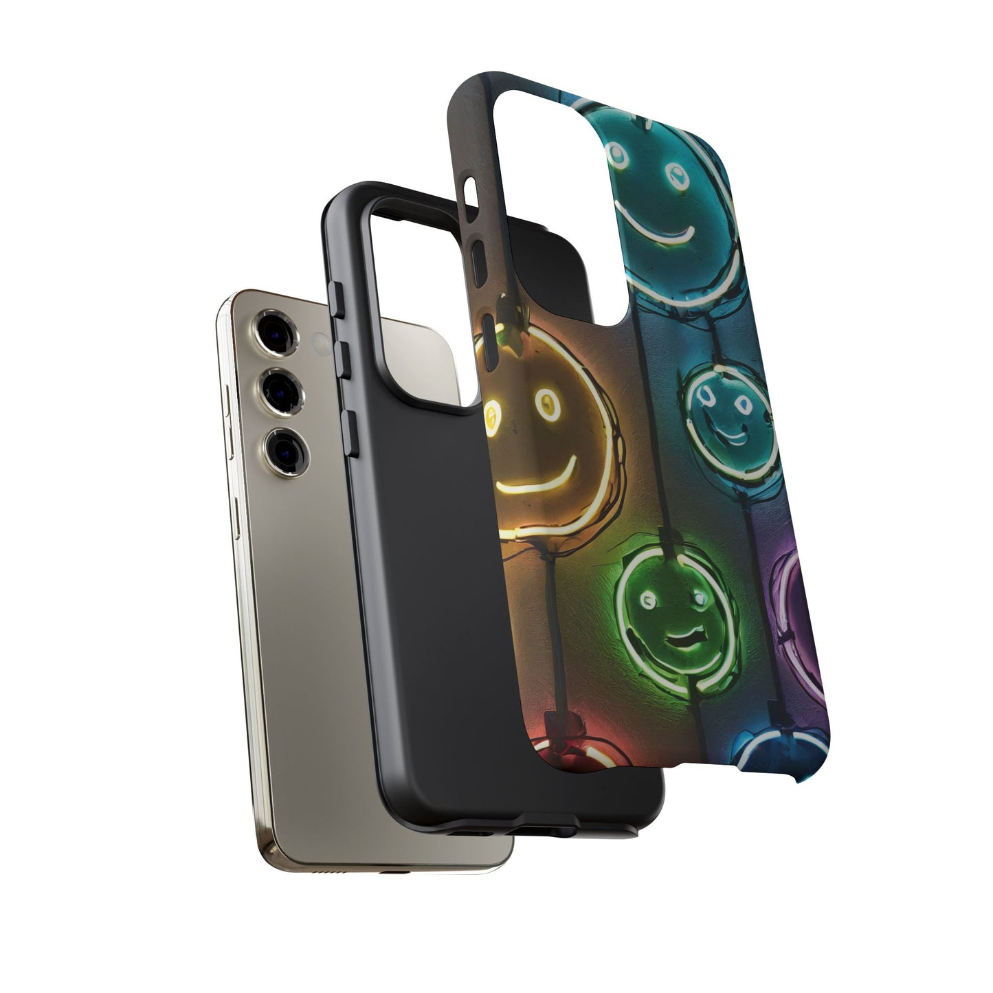 Colorful Neon Smiley Face Phone Case - Tough & Stylish Protection