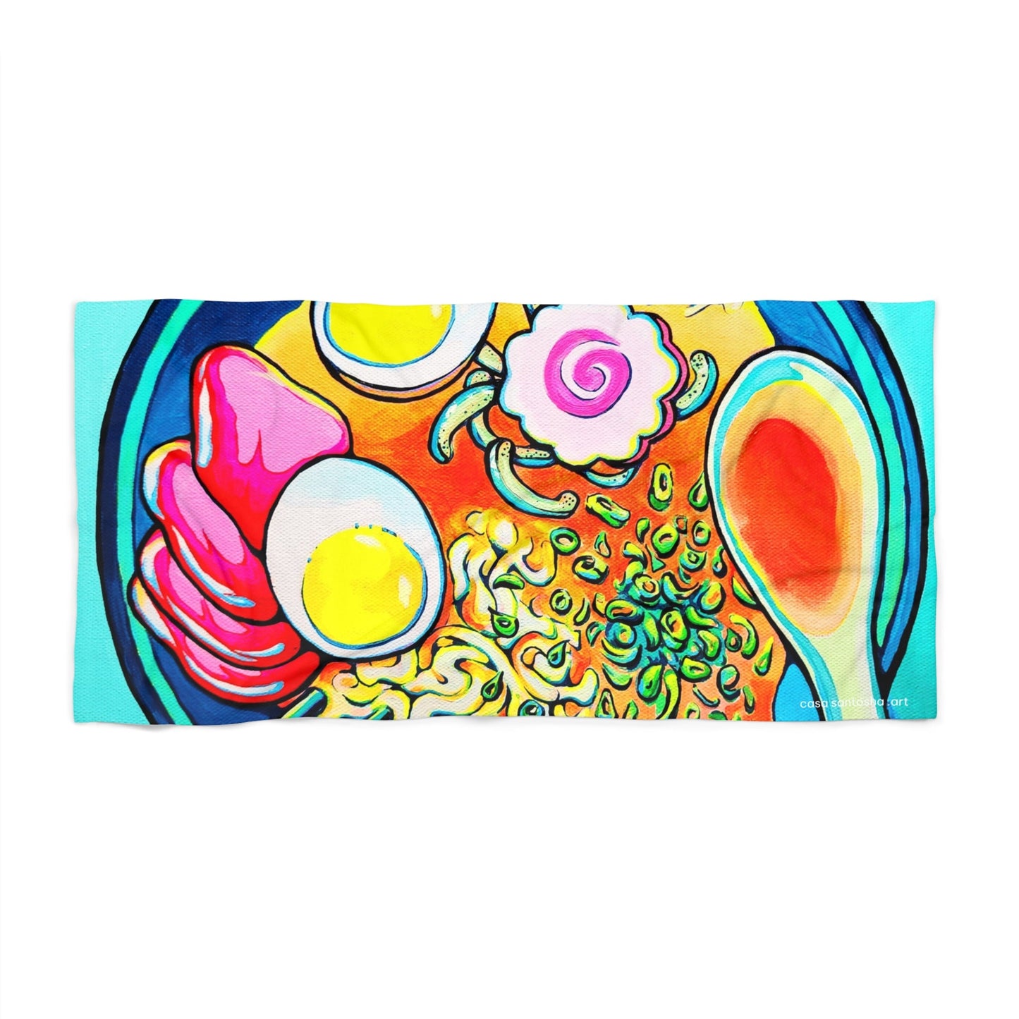 Neon Ramen Beach Towel for Summer Fun and Vacation Essentials