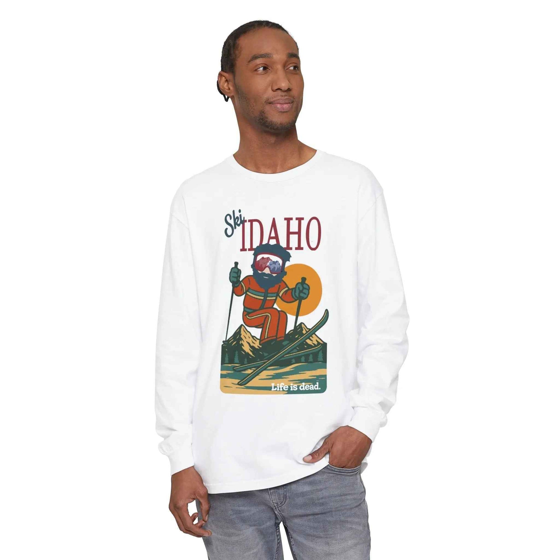 Ski Idaho - Life is dead.® Mountain Collection Garment-Dyed Long Sleeve T-Shirt