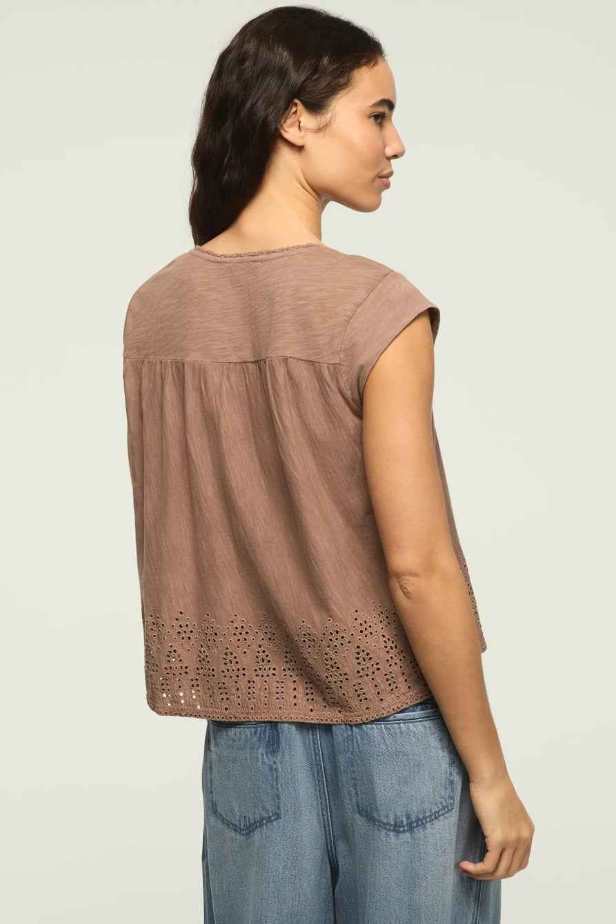 [157875-530] WOMENS LUCKY BRAND SHELL SLEEVE SQUARE NECK TOP - ETHEREA