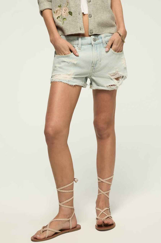[158393-440] WOMENS LUCKY BRAND MID RISE FESTIVAL SHORT - TRICKLE DOWN WASH