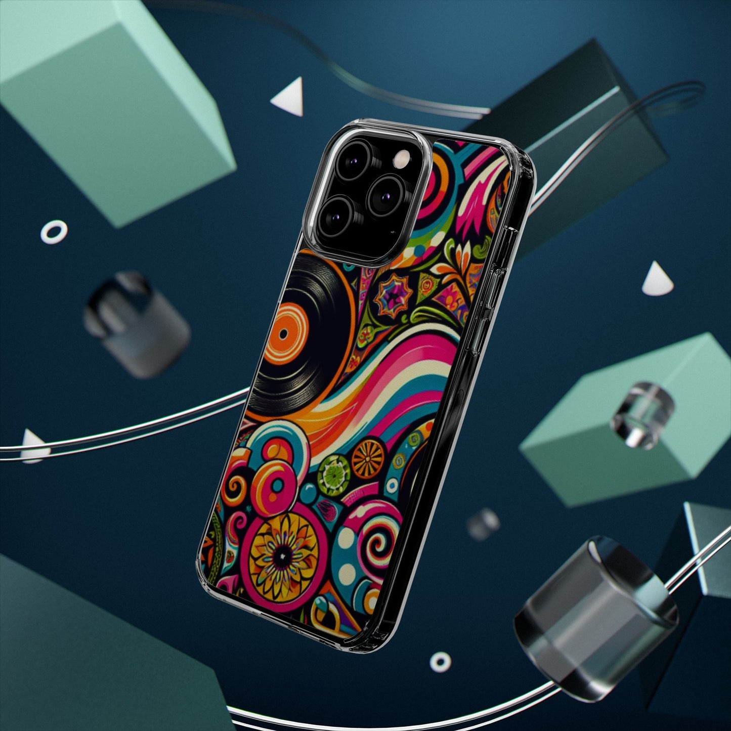 Colorful Vinyl Record Clear Phone Case