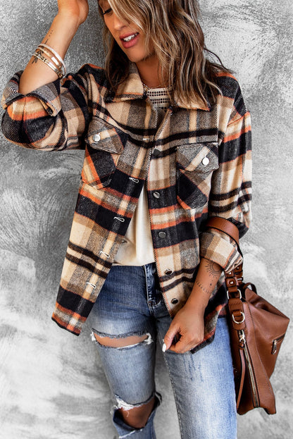 Multicolor Plaid Casual Button Up Flannel Shacket Anytime