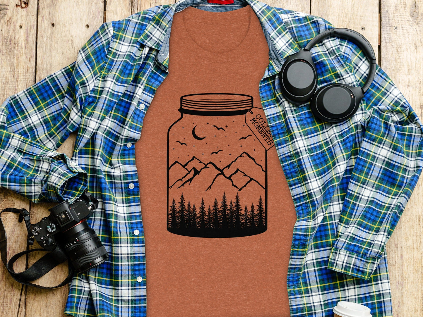 Collect Moments Jar with Mountains Scene Design T-Shirt