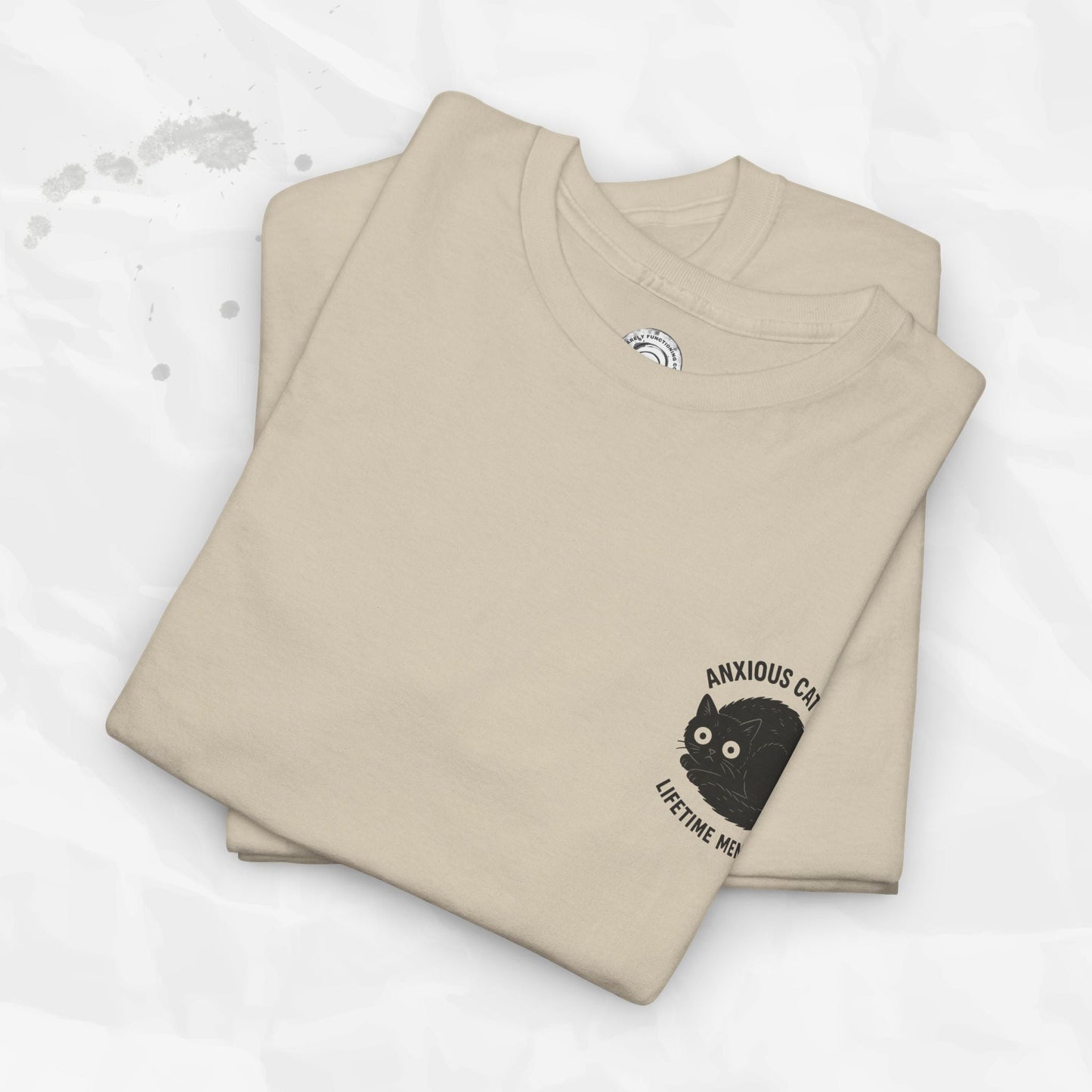 Anxious Cat Club – T-Shirt (Pocket Print)