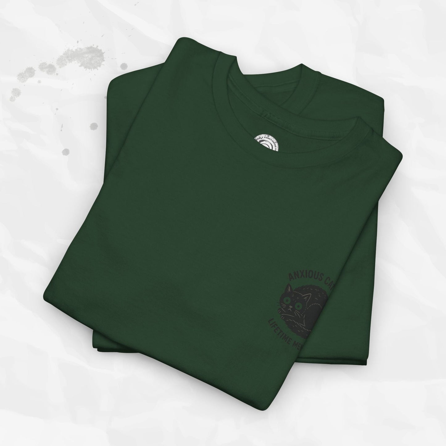 Anxious Cat Club – T-Shirt (Pocket Print)