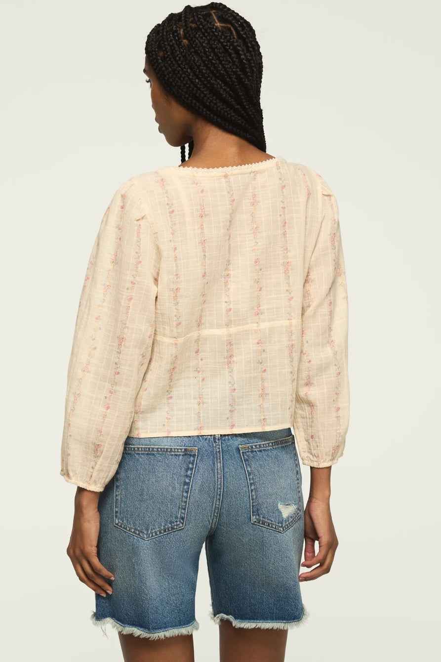 [162270-100] WOMENS LUCKY BRAND FESTIVAL CUTWORK FLYAWAY BLOUSE