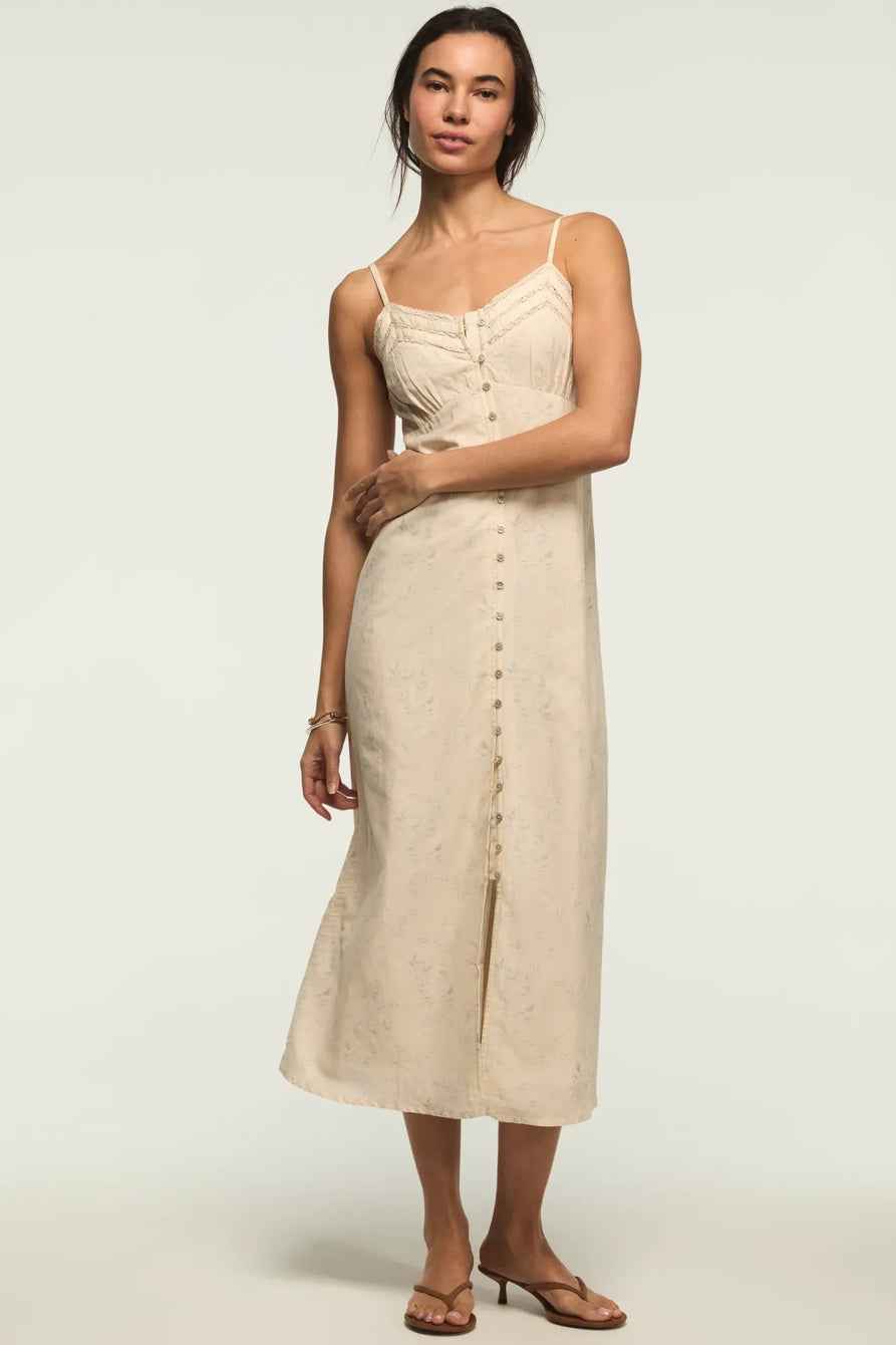 [162484-100] WOMENS LUCKY BRAND FESTIVAL LACE TRIMMED SLIP DRESS - CREAM MULTI