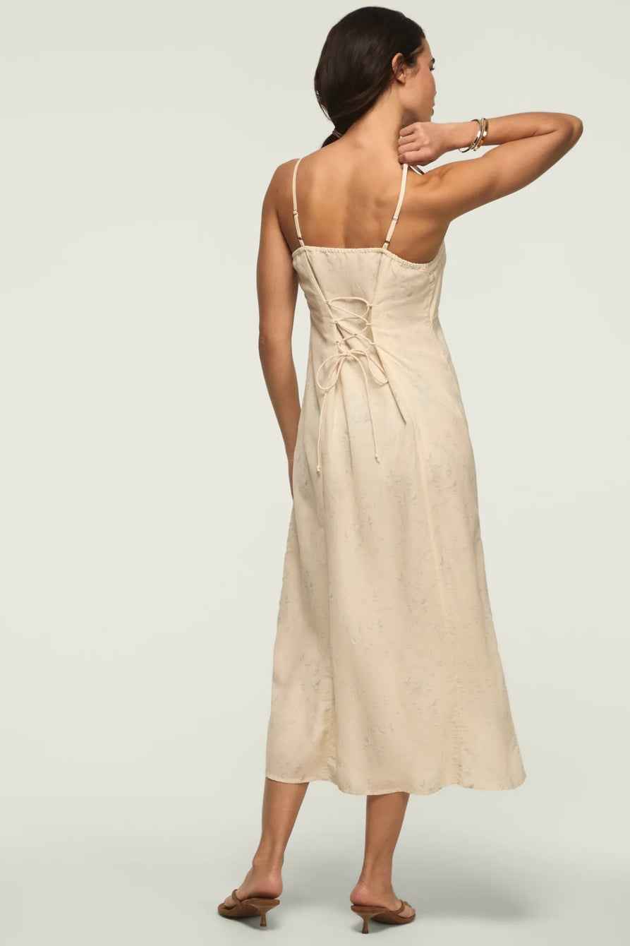 [162484-100] WOMENS LUCKY BRAND FESTIVAL LACE TRIMMED SLIP DRESS - CREAM MULTI