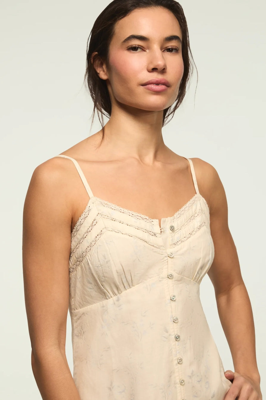 [162484-100] WOMENS LUCKY BRAND FESTIVAL LACE TRIMMED SLIP DRESS - CREAM MULTI