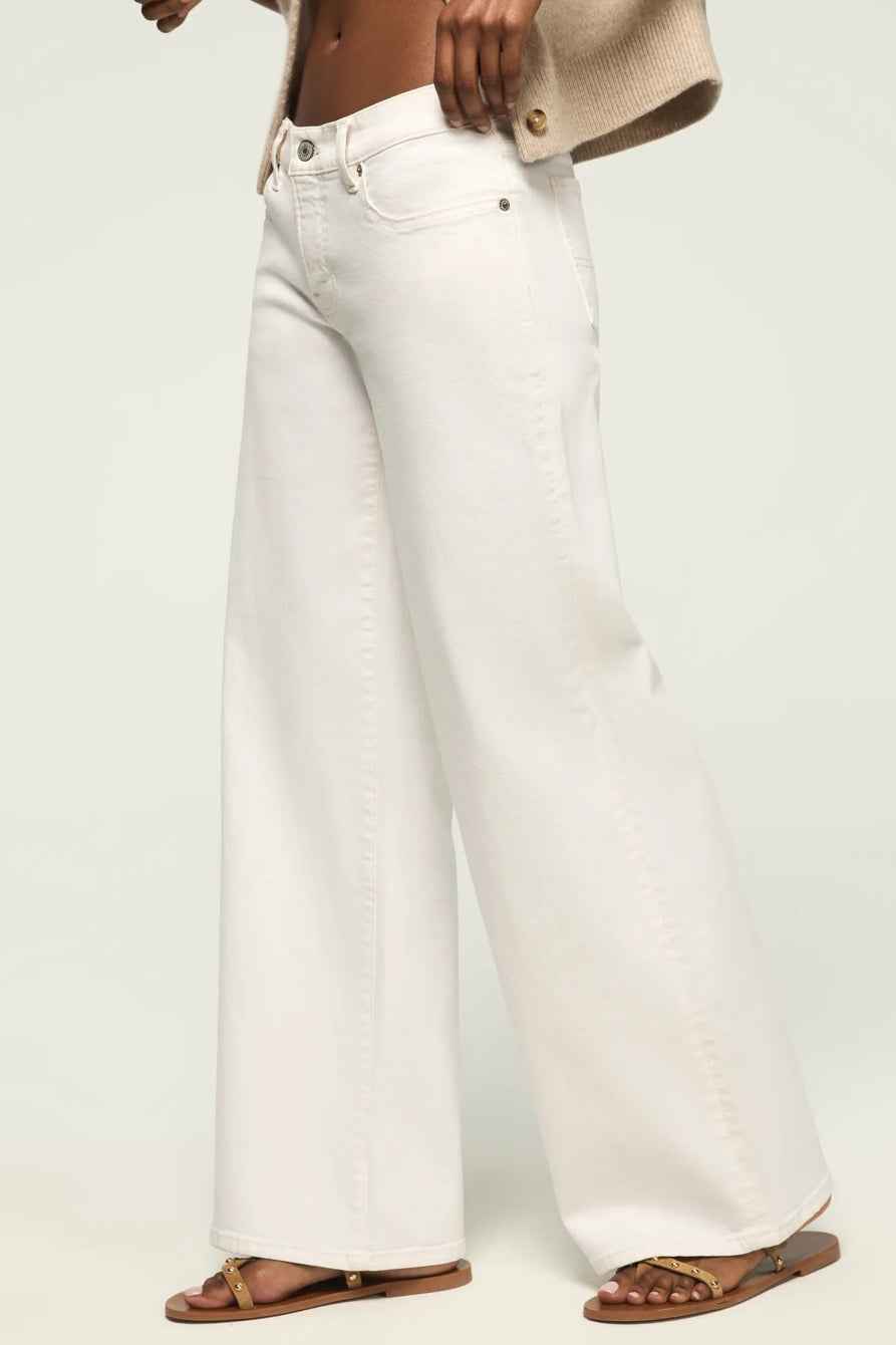 [163103-110] WOMENS LUCKY BRAND MID RISE SWEET WIDE LEG - WHITE LIES WASH