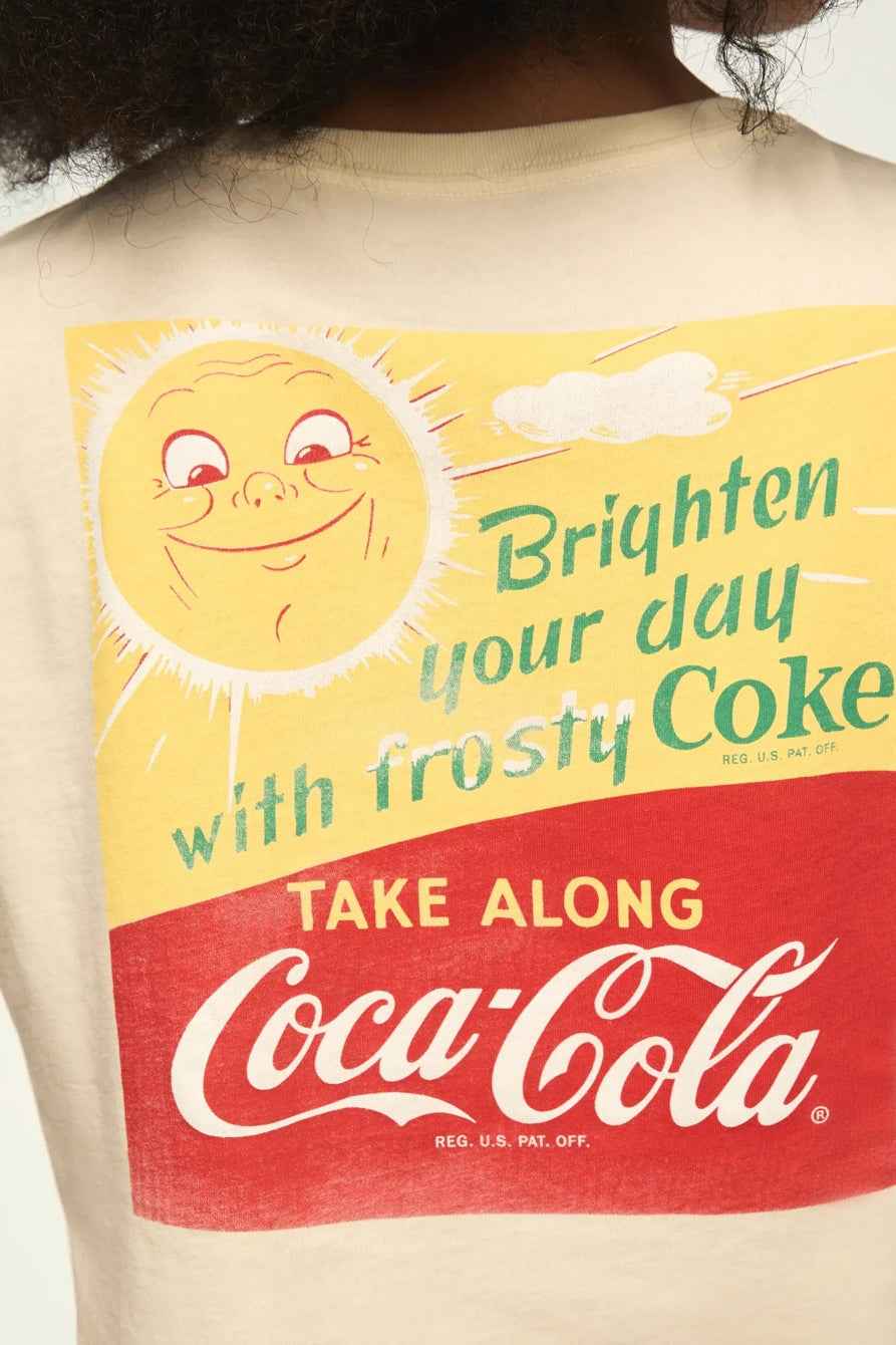 [163130-110] WOMENS LUCKY BRAND COCA COLA BRIGHTEN YOUR DAY CLASSIC CREW