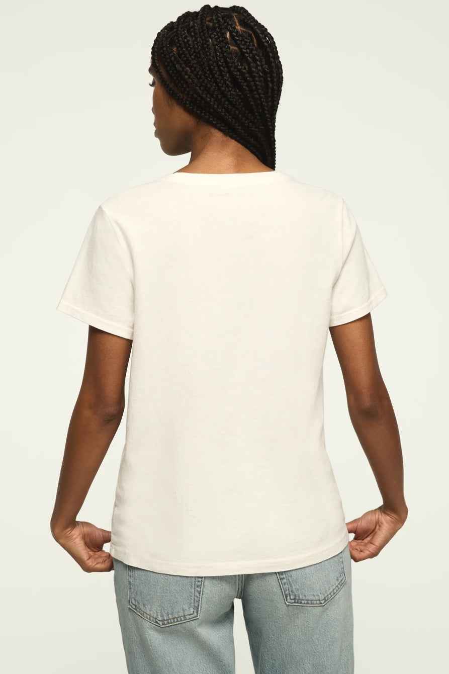 [163140-100] WOMENS LUCKY BRAND ENJOY MY CHARM CLASSIC CREW - GARDENIA