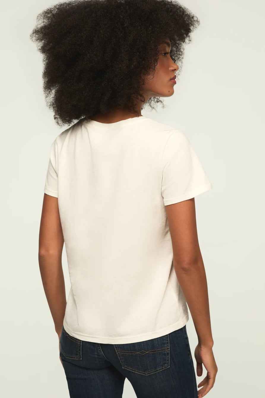 [163141-100] WOMENS LUCKY BRAND STAY LUCKY CARD CLASSIC CREW - GARDENIA