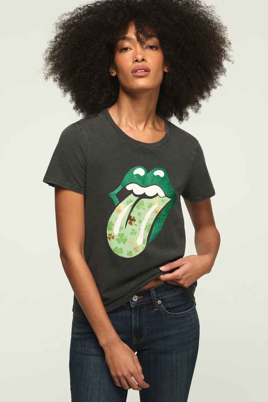 [163144-001] WOMENS LUCKY BRAND ROLLING STONES CLOVER LIPS CLASSIC CREW