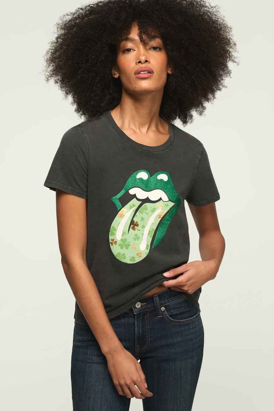 [163144-001] WOMENS LUCKY BRAND ROLLING STONES CLOVER LIPS CLASSIC CREW