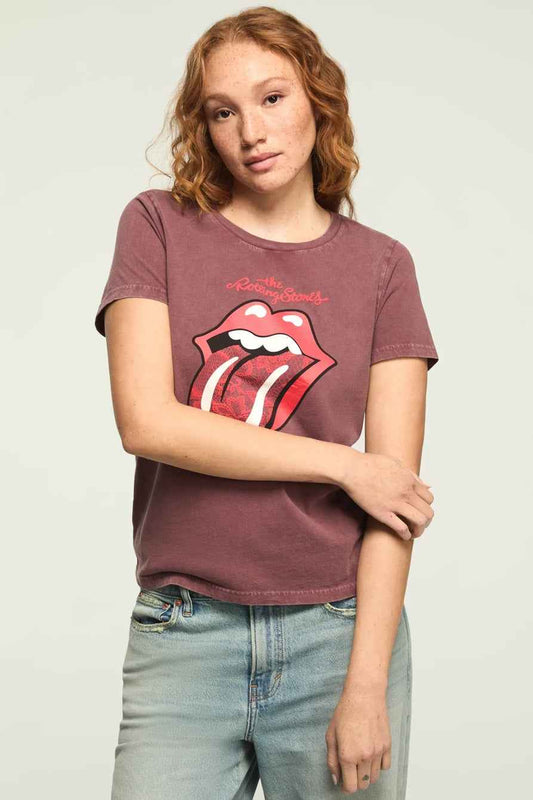 [163156-600] WOMENS LUCKY BRAND ROLLING STONES LACE LIPS CLASSIC CREW