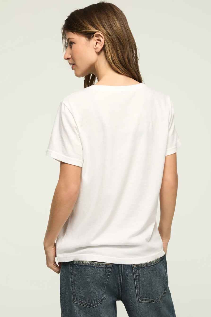 [163160-110] WOMENS LUCKY BRAND FLORAL POSTER EMBELLISHED CLASSIC CREW