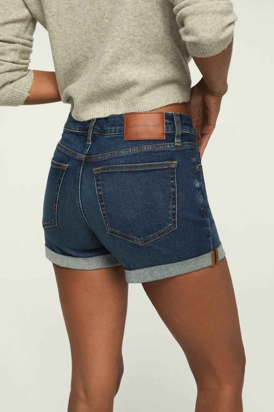 [163333-410] WOMENS LUCKY BRAND MID RISE AVA SHORT - NIGHT CAFE ROLLED WASH
