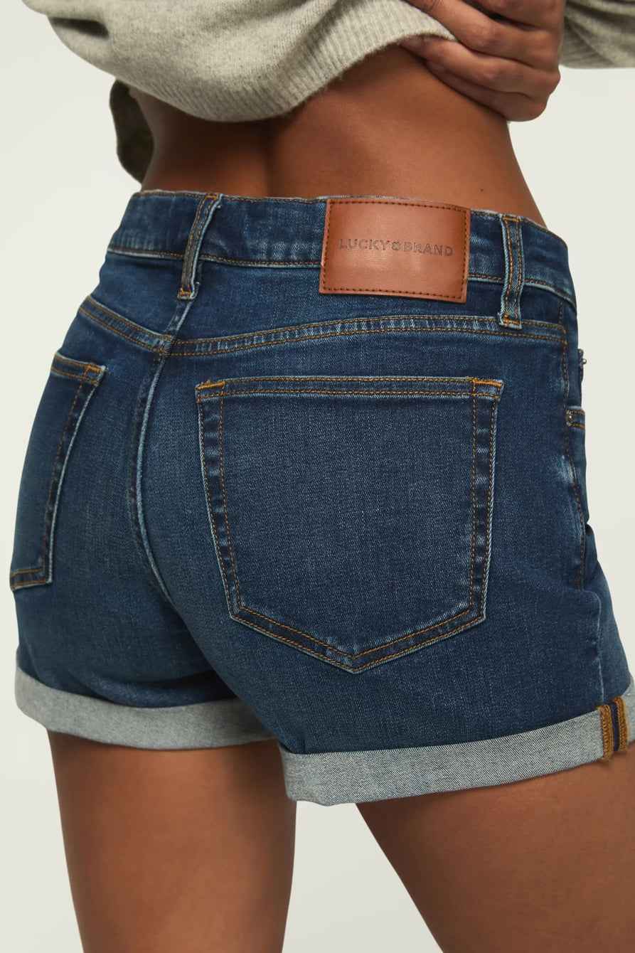 [163333-410] WOMENS LUCKY BRAND MID RISE AVA SHORT - NIGHT CAFE ROLLED WASH