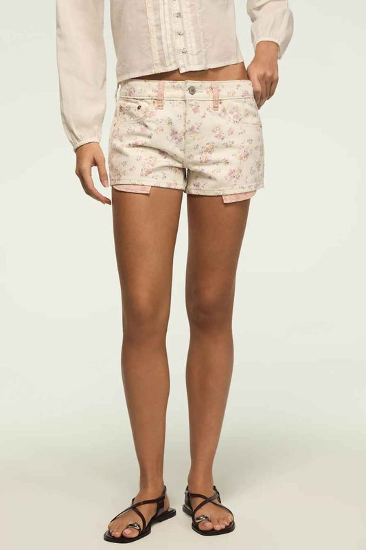 [163339-960] WOMENS LUCKY BRAND MID RISE FESTIVAL SHORT - BOPPIN' FLORALS WASH