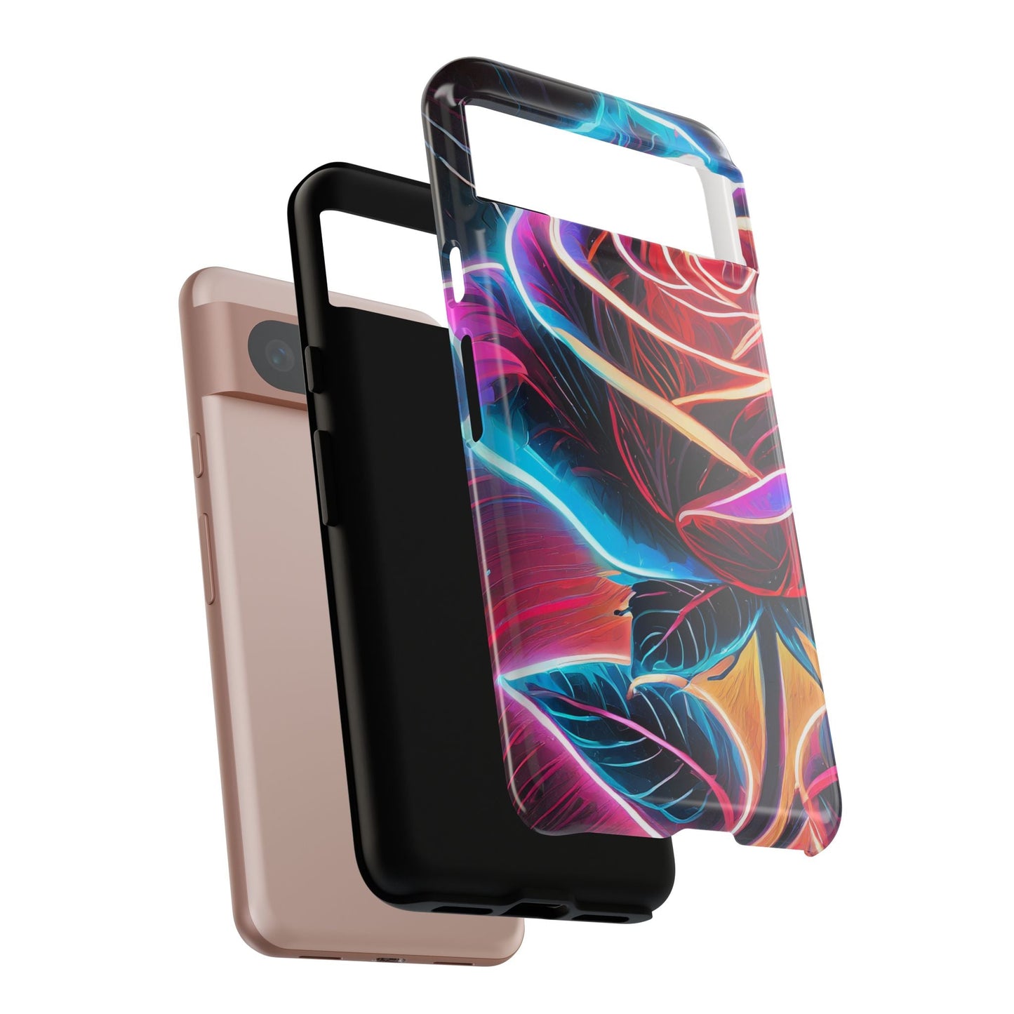 Artistic Neon Rose Tough Phone Case