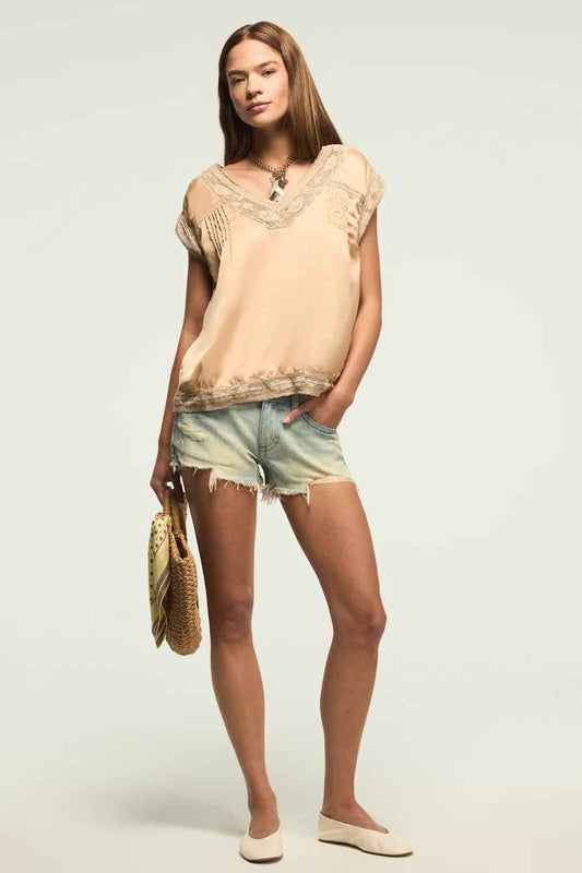 [163556-440] WOMENS LUCKY BRAND LOW RISE FESTIVAL SHORT - BEACH BUM WASH