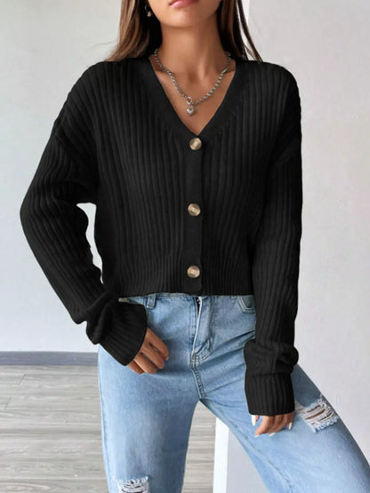 V-Neck Button-Up Cardigan