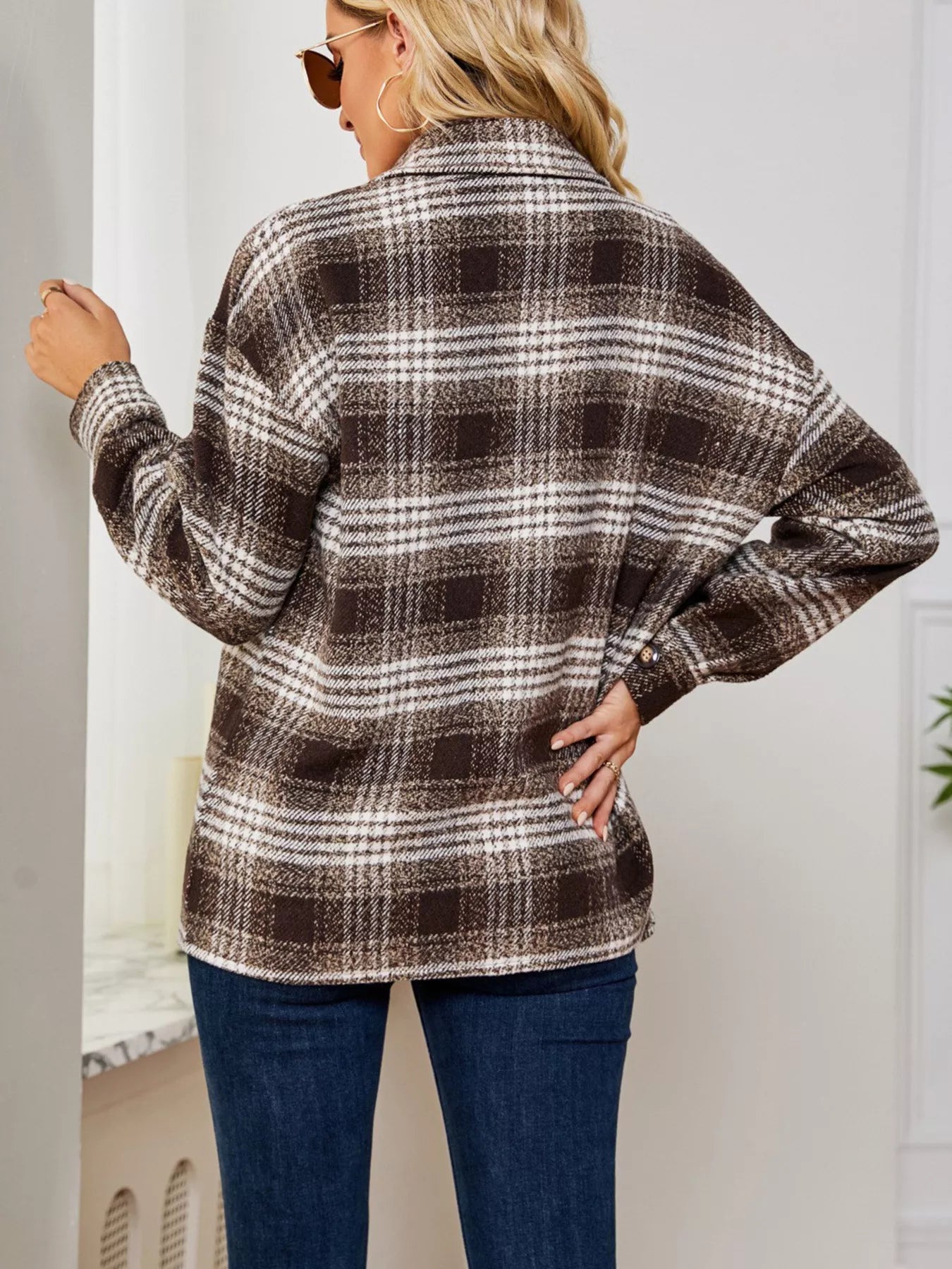 Plaid Button Up Long Sleeve Shacket