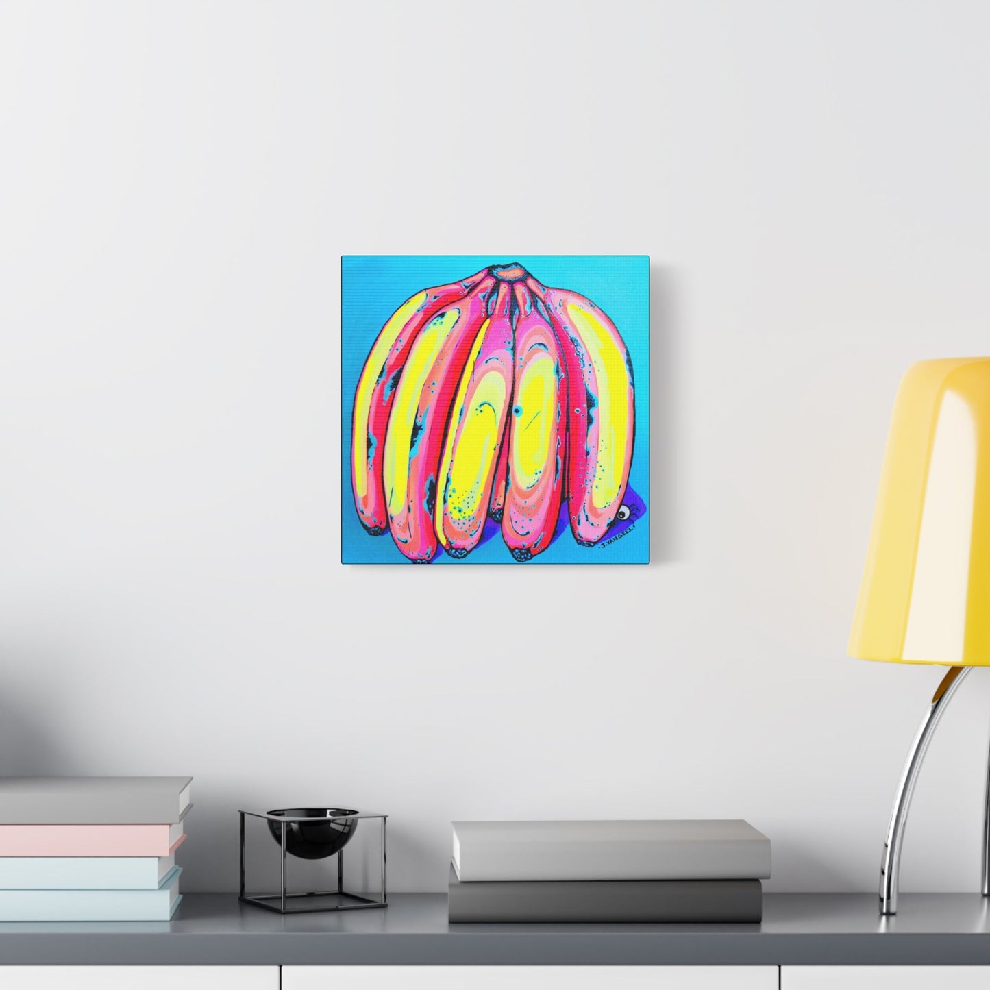 Neon Fat Bananas Canvas Art Print, Home Decor, Original Artist Design