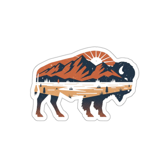 Bison Landscape Die-Cut Sticker