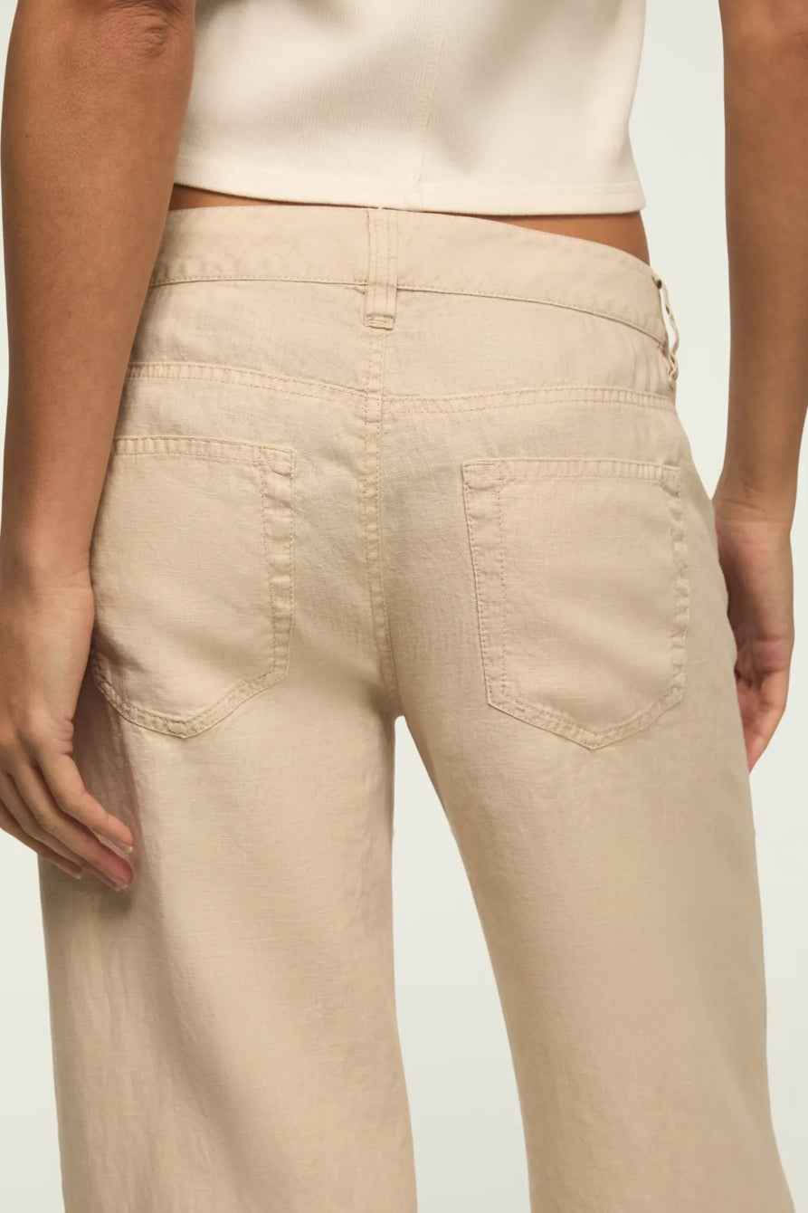 [168981-100] WOMENS LUCKY BRAND BAGGY LINEN WIDE LEG PANT - MOONSTRUCK
