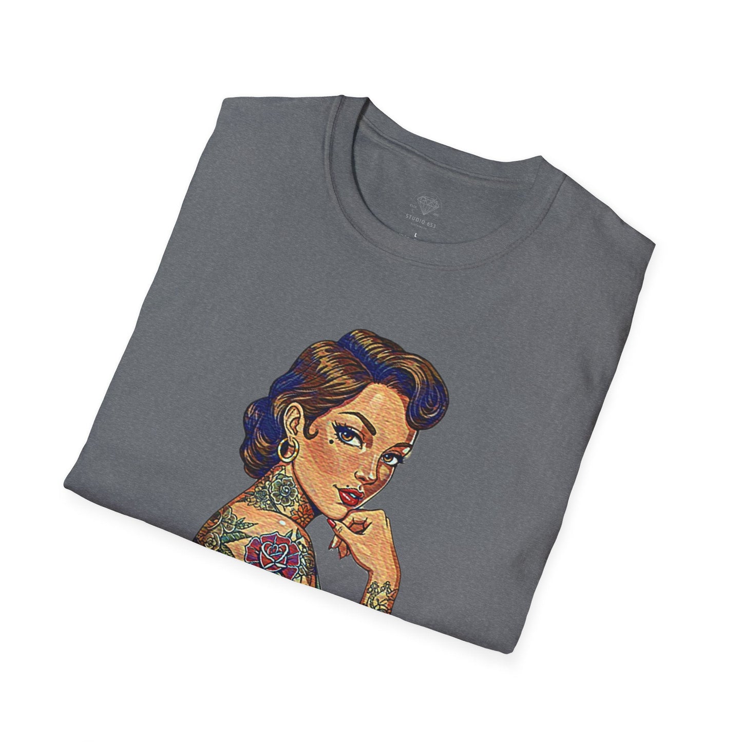 Clothed With Strength Tattooed Pin Up Vintage Graphic Tee