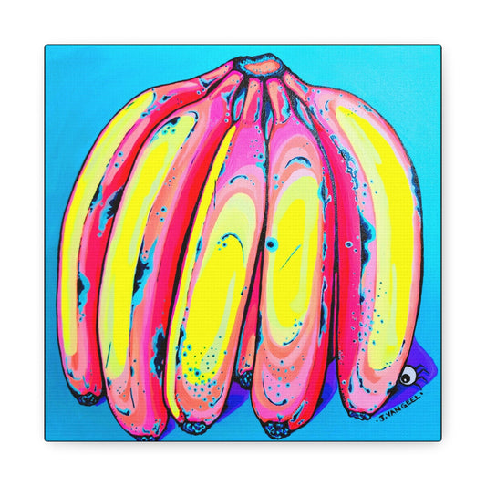 Neon Fat Bananas Canvas Art Print, Home Decor, Original Artist Design