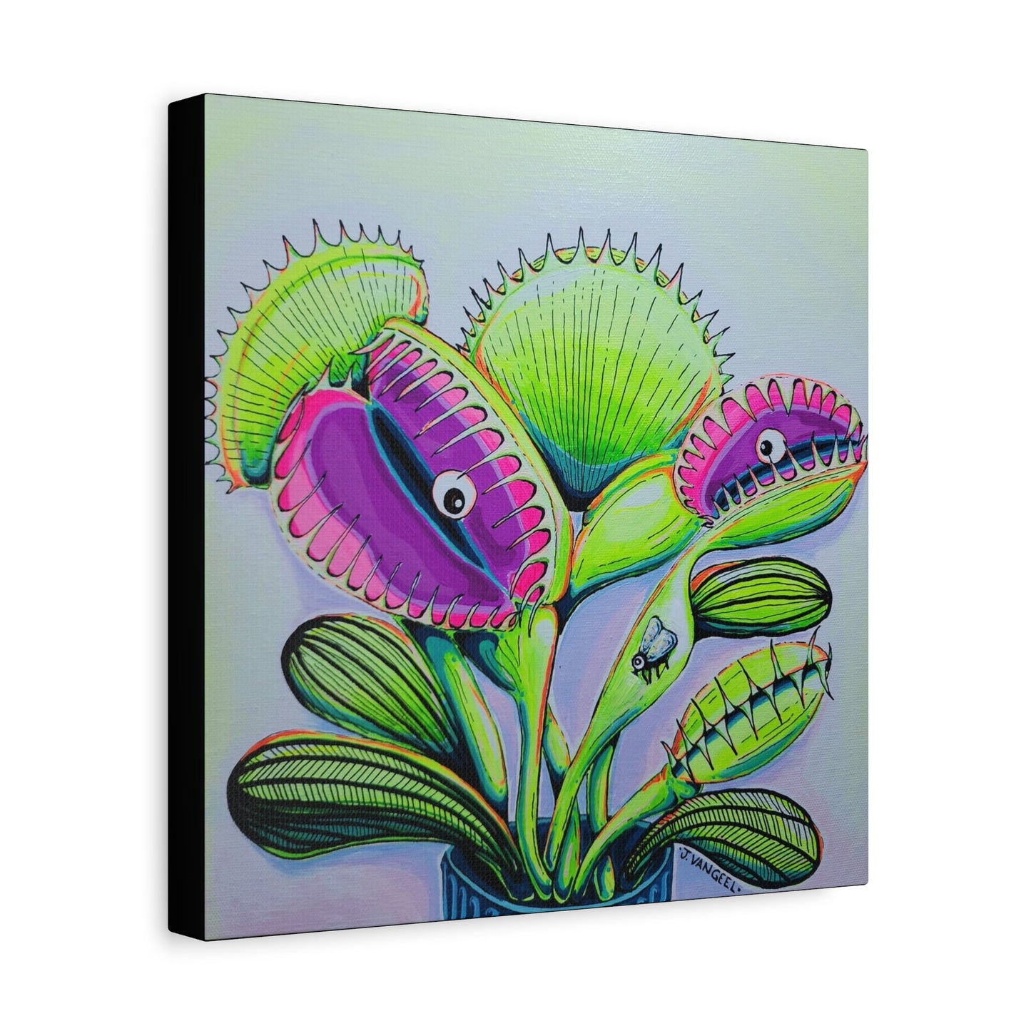 Cyclops Venus Fly Trap Original Canvas Art Print, Botanical Wall Decor