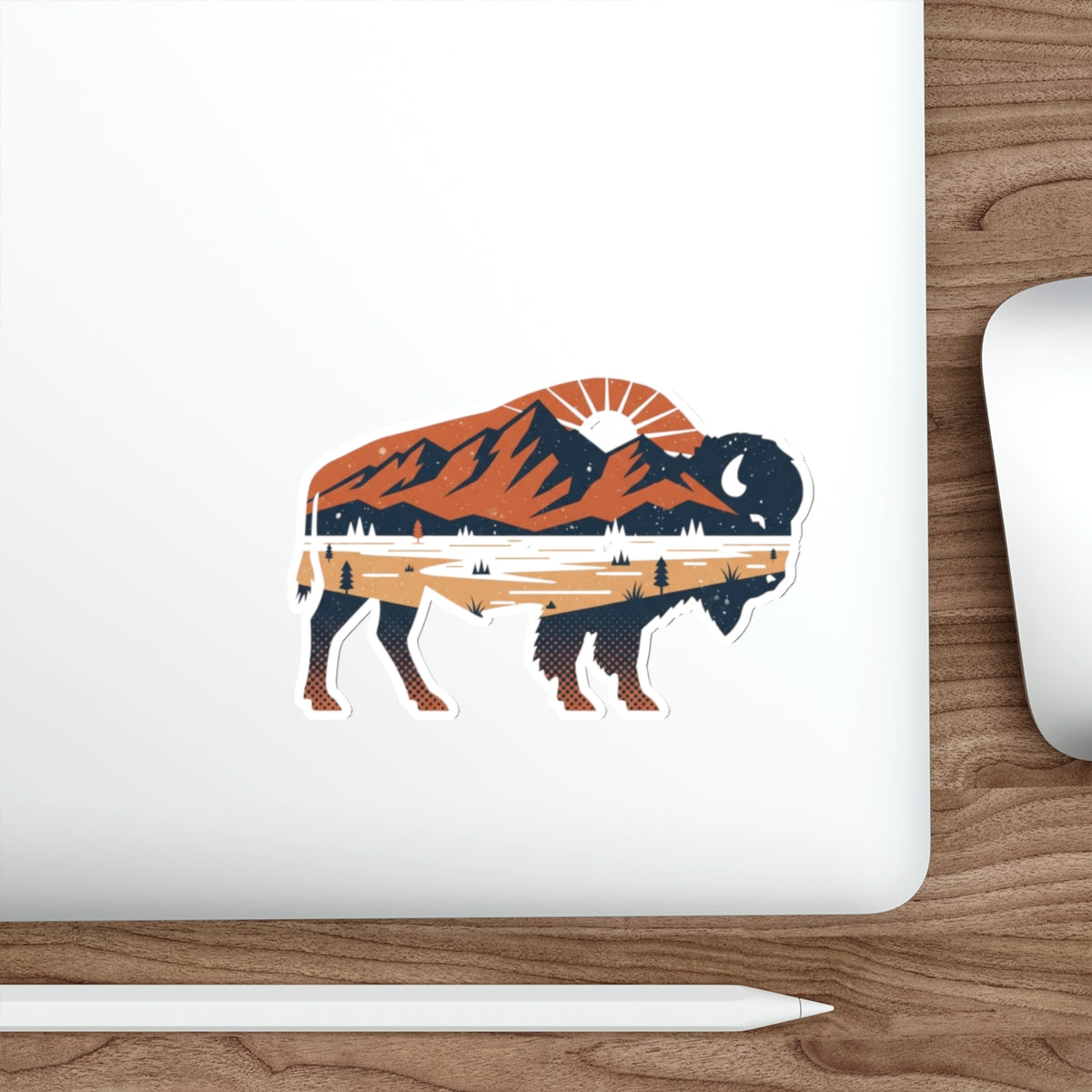 Bison Landscape Die-Cut Sticker