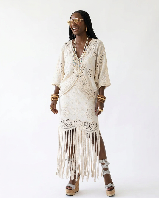 Free Spirit Fringe Crochet Two Piece Set