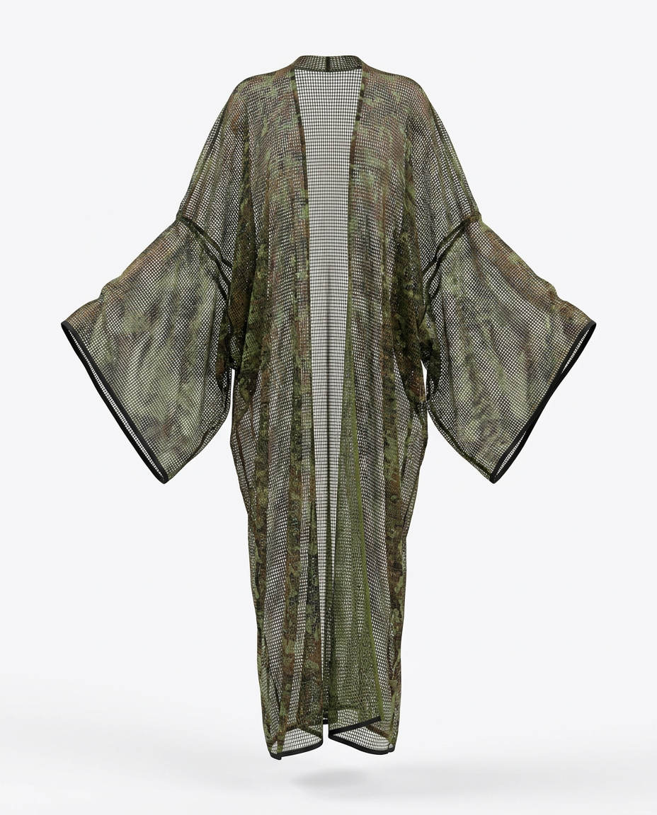 Boundless Camo Mesh Maxi Kimono