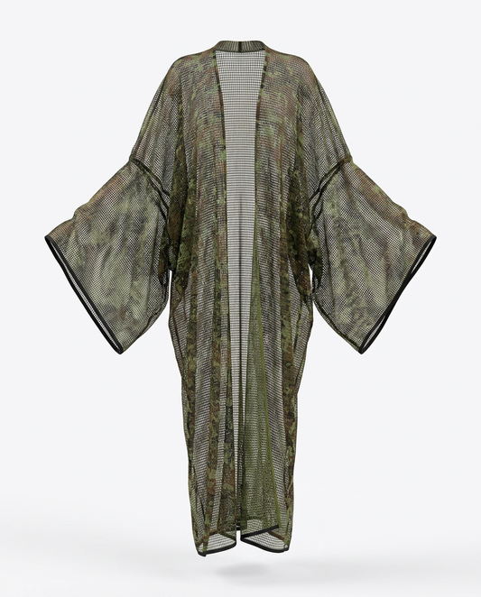 Boundless Camo Mesh Maxi Kimono