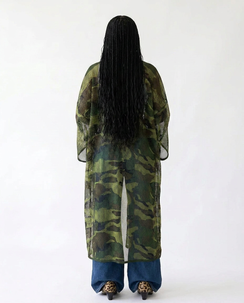 Boundless Camo Mesh Maxi Kimono