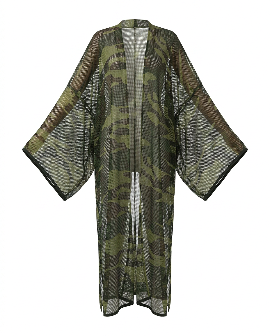 Boundless Camo Mesh Maxi Kimono