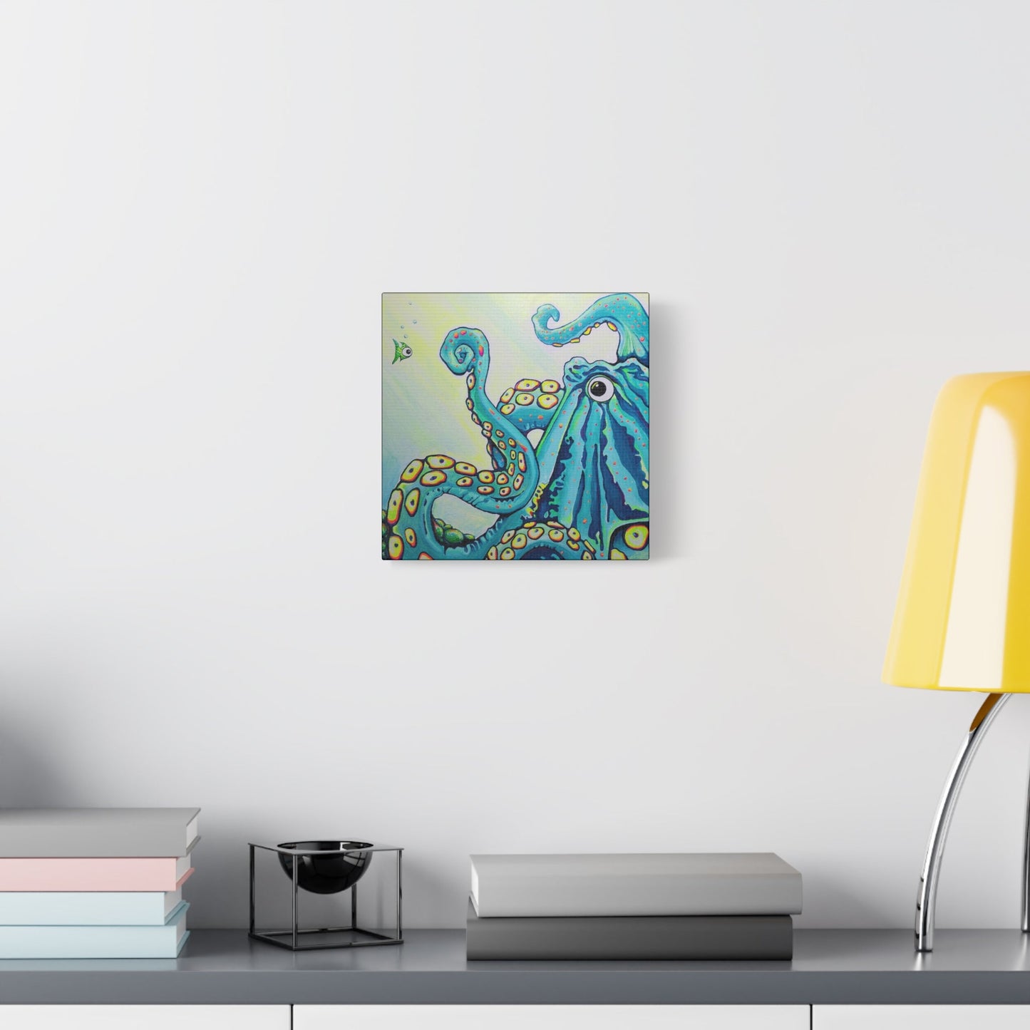 Cyclops Octopus Original Canvas Art Print, Unique Home Decor, Wall Art