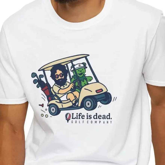 Joy Ridin' Jerry and The Bear - Life is dead.® Golf Company Grateful Dead T-Shirt