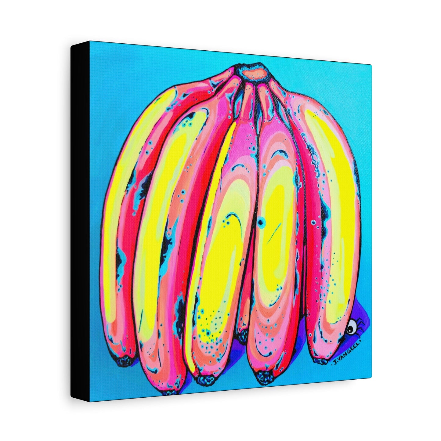 Neon Fat Bananas Canvas Art Print, Home Decor, Original Artist Design